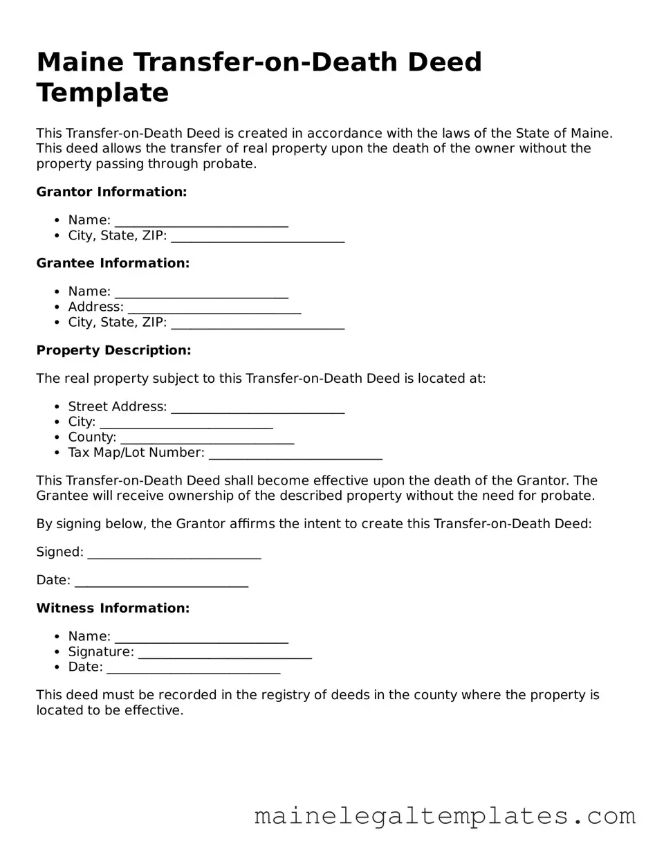 Legal  Transfer-on-Death Deed Template for Maine