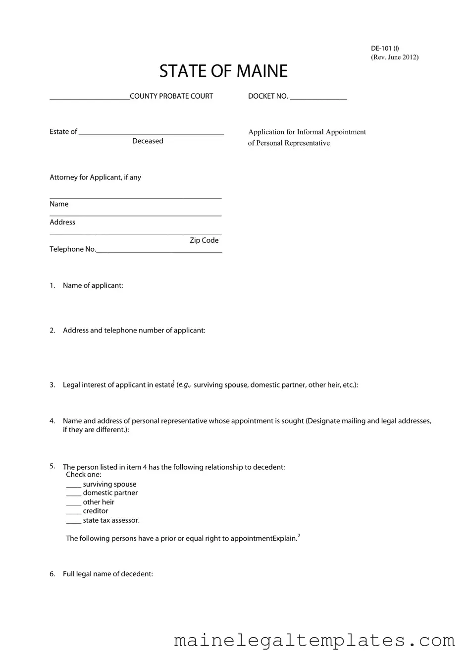 Get Maine De 101 I Form in PDF