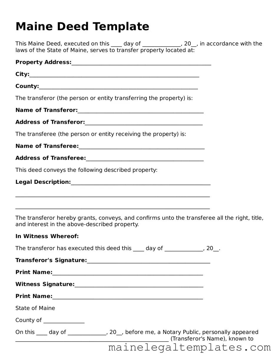 Legal  Deed Template for Maine