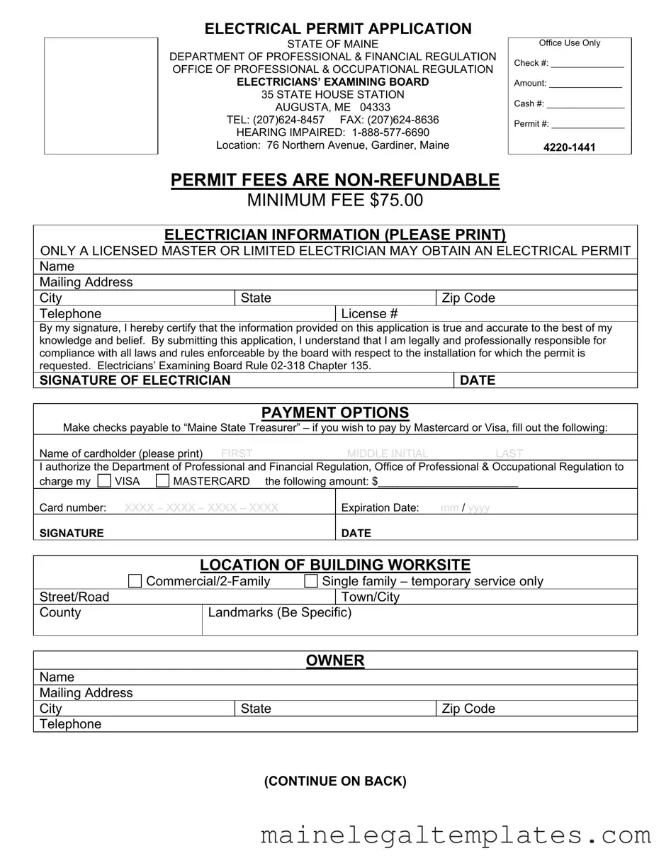 Get Maine Electrical Permit Form in PDF