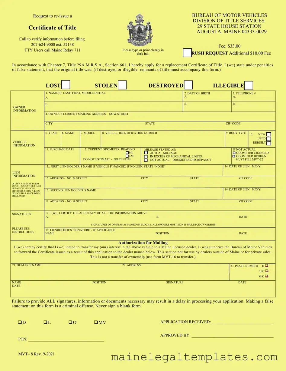 Get Maine Mvt 8 Form in PDF