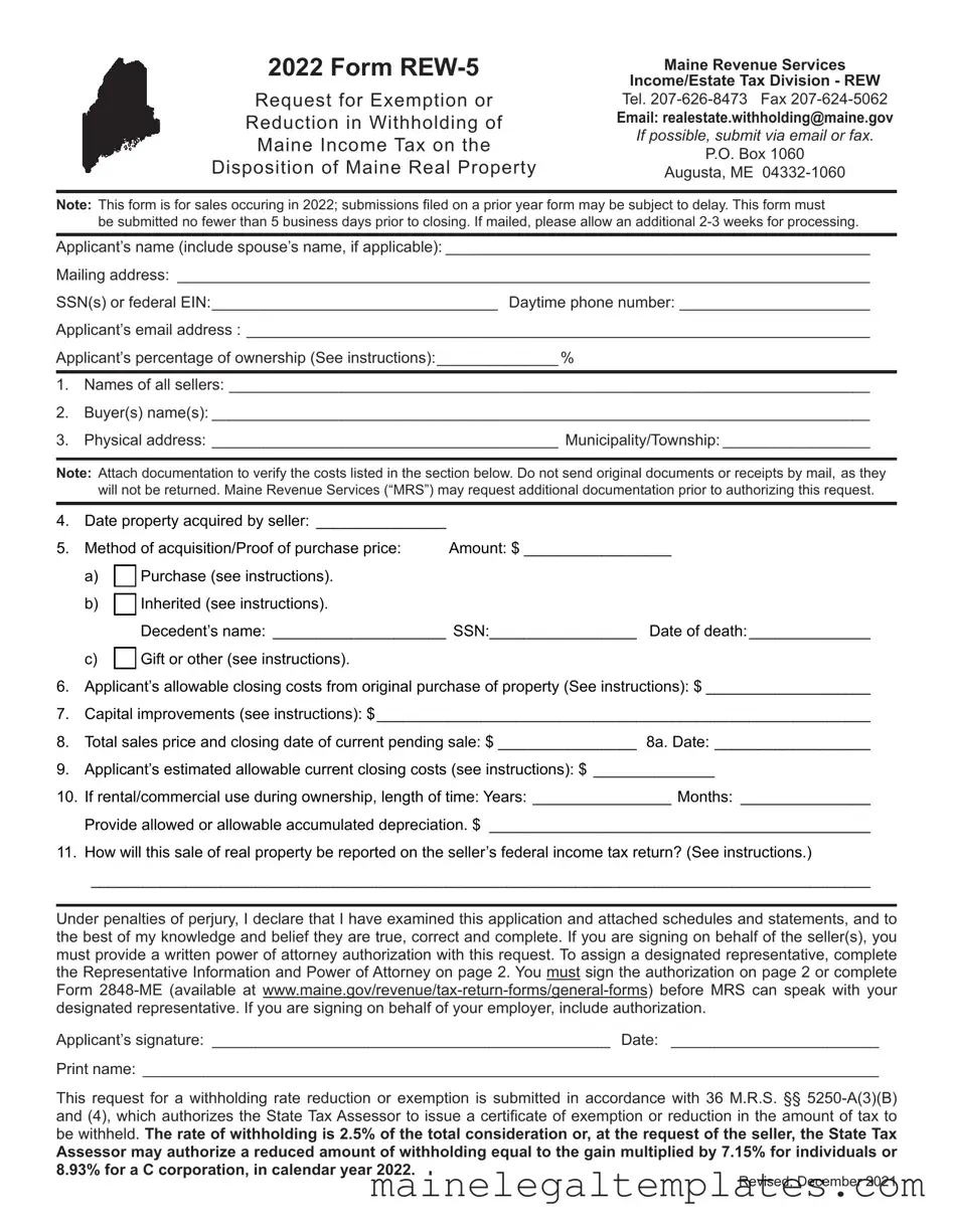 Get Maine Rew 5 Form in PDF