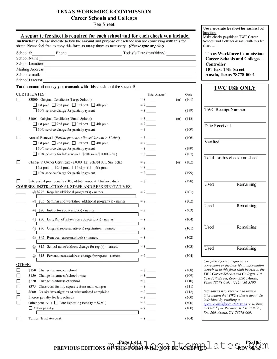 Get Ps 186 Form in PDF