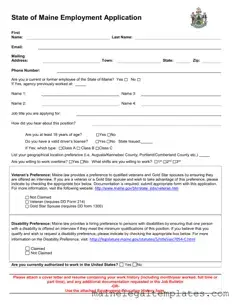 Get Maine Employment Application Form in PDF