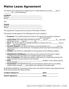 Legal  Lease Agreement Template for Maine